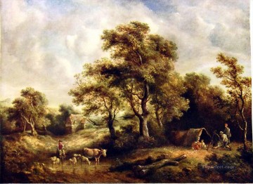 牛 雄牛 Painting - リチャード・ヒルダーとジプシーのティントブルの風景